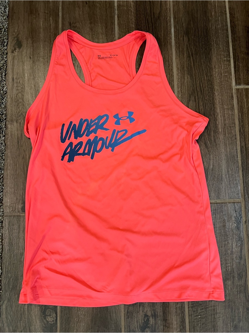 Under Armour Women's Neon Coral Performance Racerback Tank. Women’s size XL